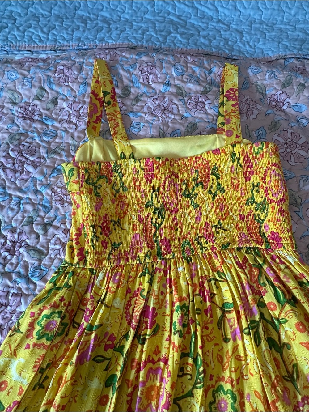 Band Of The Free Floral Maxi Dress with Square Neck XS Yellow - Picture 8 of 10